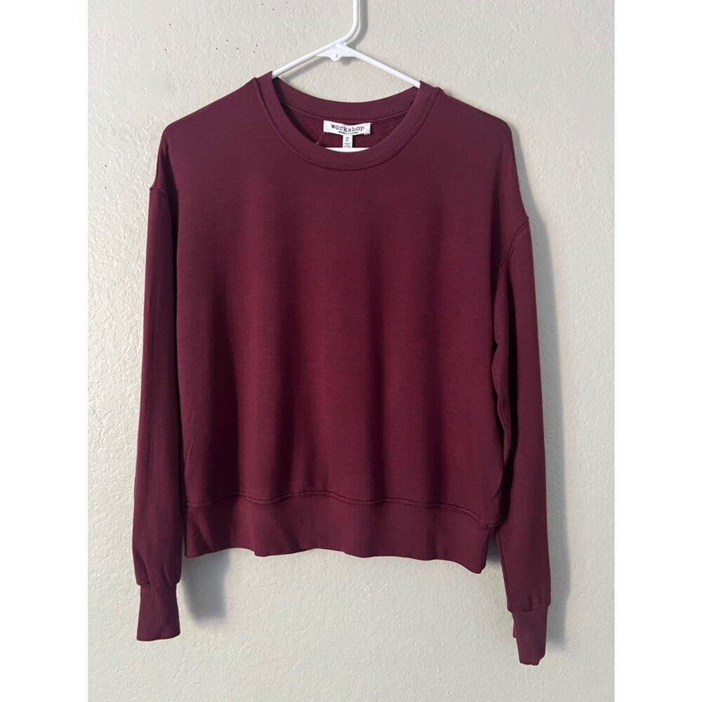 NWT Workshop Crewneck Sweatshirt Modal Blend Super Soft in Wine XS